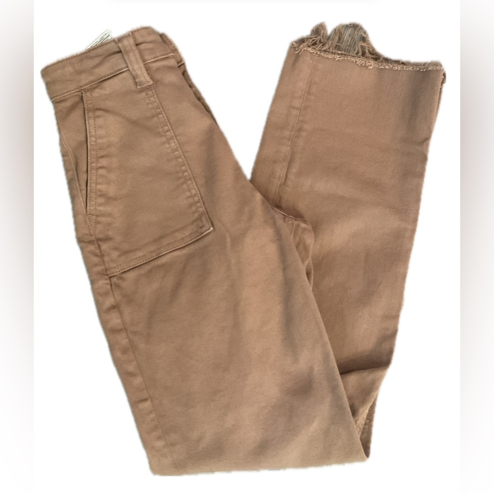 Like New MAVI Shelia High Rise , Straight Leg Brown Frayed Hem Pants